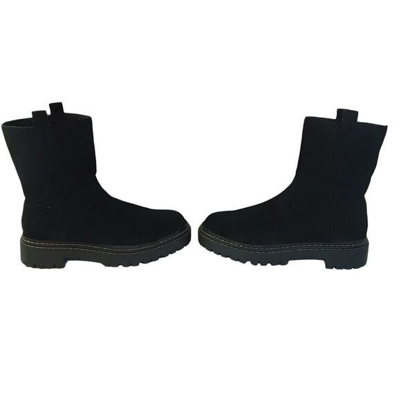 Splendid Black Suede Boots Alexxi Lug Boot Leather Ankle Booties Chunky Size 9 - Picture 3 of 11